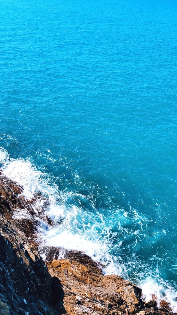 A view of the ocean from the cliffs of Cinque Terre.